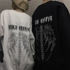 Autumn Punk Black Sweatshirts Tops Gothic Grunge Oversized Hoodie Streetwear