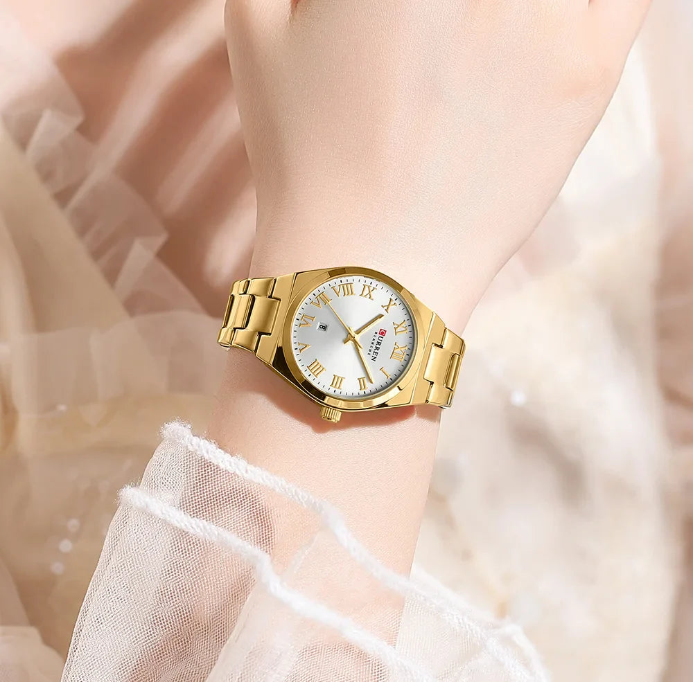 CURREN Luxury Women Watches Fashion Casual FemaleLadies Stainless Steel Quartz Wristwatches Life Waterproof Girlfriend Gift