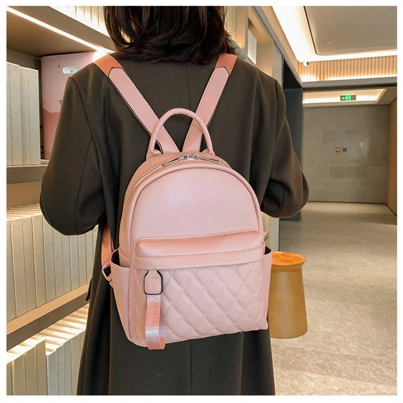 Embroidery Name Backpack Women's PU Bag Fashion Ladies Gift High Quality PU Backpack Personalized Girls Outdoor Small Backpack