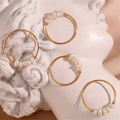 5PCS Stainless steel freshwater pearl ring Ladies' Elegant Ring Suitable for daily