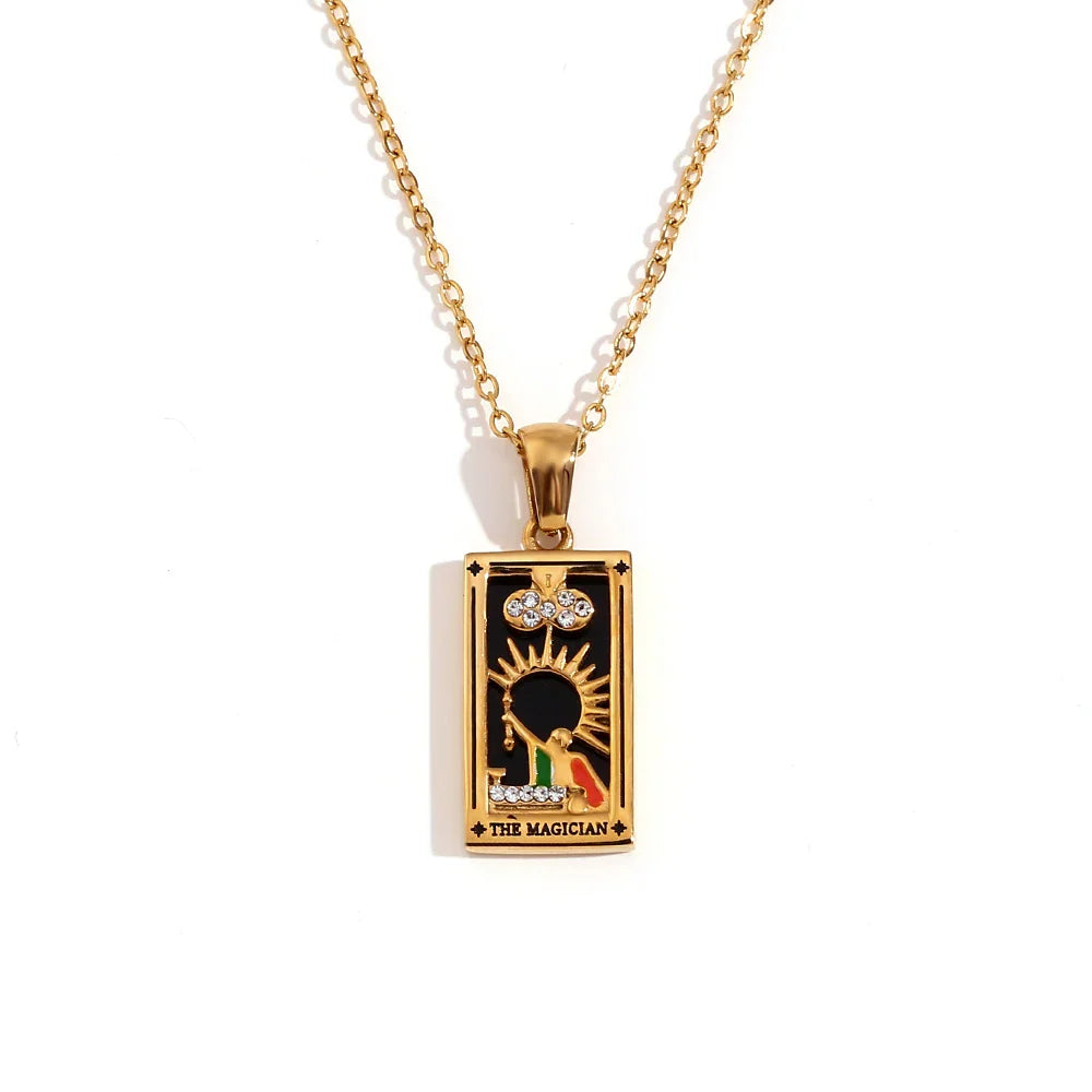 E.B.belle Original New Tarot Queen Lover Magician Moon Necklace Tarnish Free Stainless Steel Jewelry 18K Gold Plated Decoration