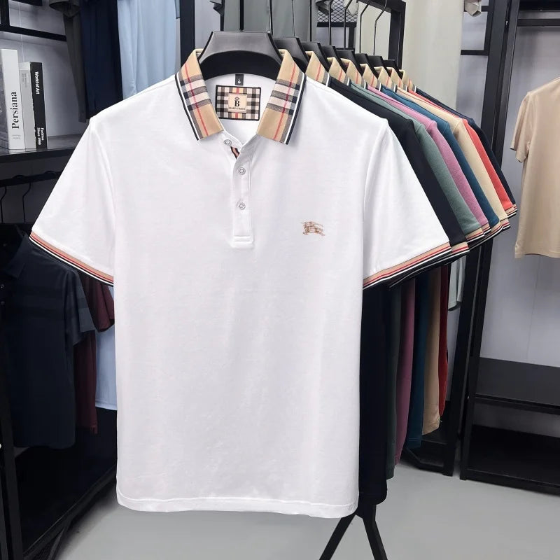 Designer fashion brand short sleeve polo shirt men summer new luxury exquisite embroidery high-end business casual Paul T-shirt