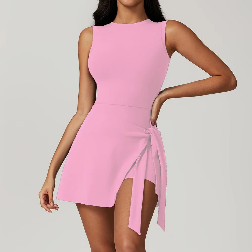 Cloud Hide SEXY Tennis Skirts Sports Dress Golf Gym Yoga Dresses Women Girl Running Workout Long Skirt Fitness One Piece Dress