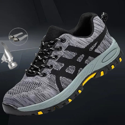Men Steel Toe Work Sneakers Safety Shoes Anti Puncture Construction Boots Lightweight Durable Protective Footwear for Work