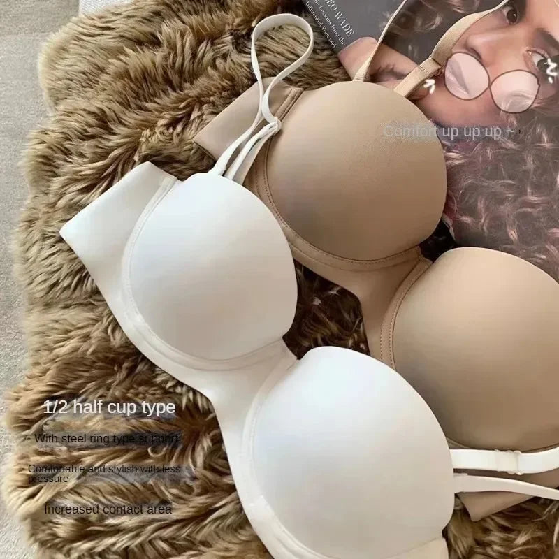 Womens 1/2 cup thickened steel ring bra underwear European and American