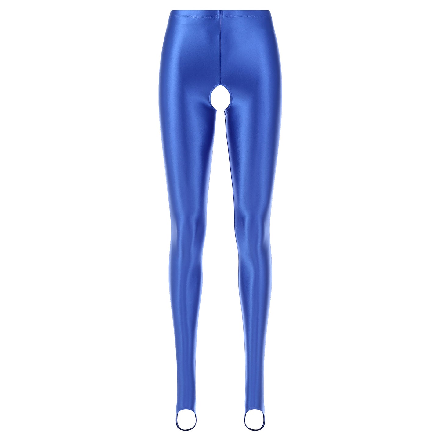 Womens Lingerie Glossy Open Crotch Stirrup Tights Leggings Stretchy Smooth Mid Waist