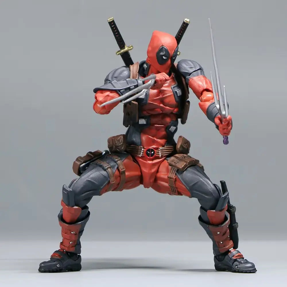 AMAZING YAMAGUCHI Deadpool & Wolverine 2.0 Grey Action Figure Mutants Joint Movable KAIYODO Wade Model Movie Toys for Kids Gift