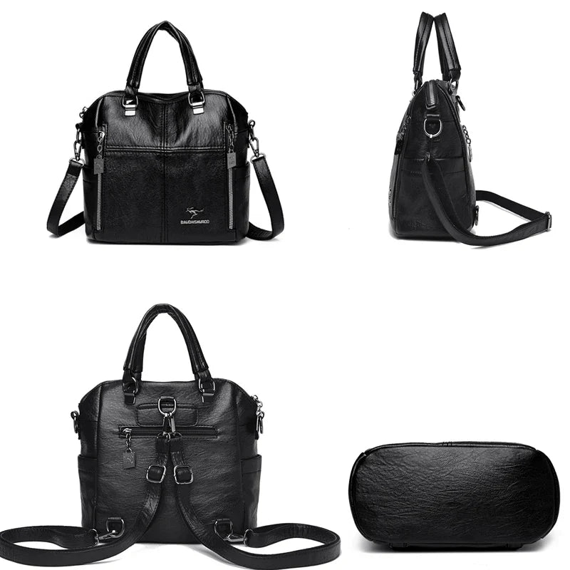 Hot Sale High Quality Leather Backpack Women Shoulder Bags Multifunction Travel Backpack School Bags for Girls Bagpack Mochila
