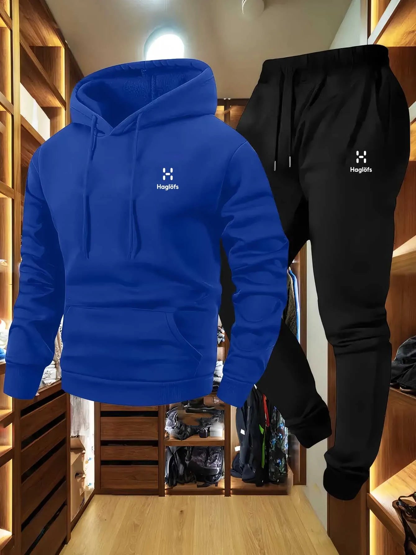 Soft Comfortable Fabric Men's Autumn Winter Casual Two-Piece Hoodie Sweatshirt Long Pants Suit with Pockets Regular Fit Outdoor