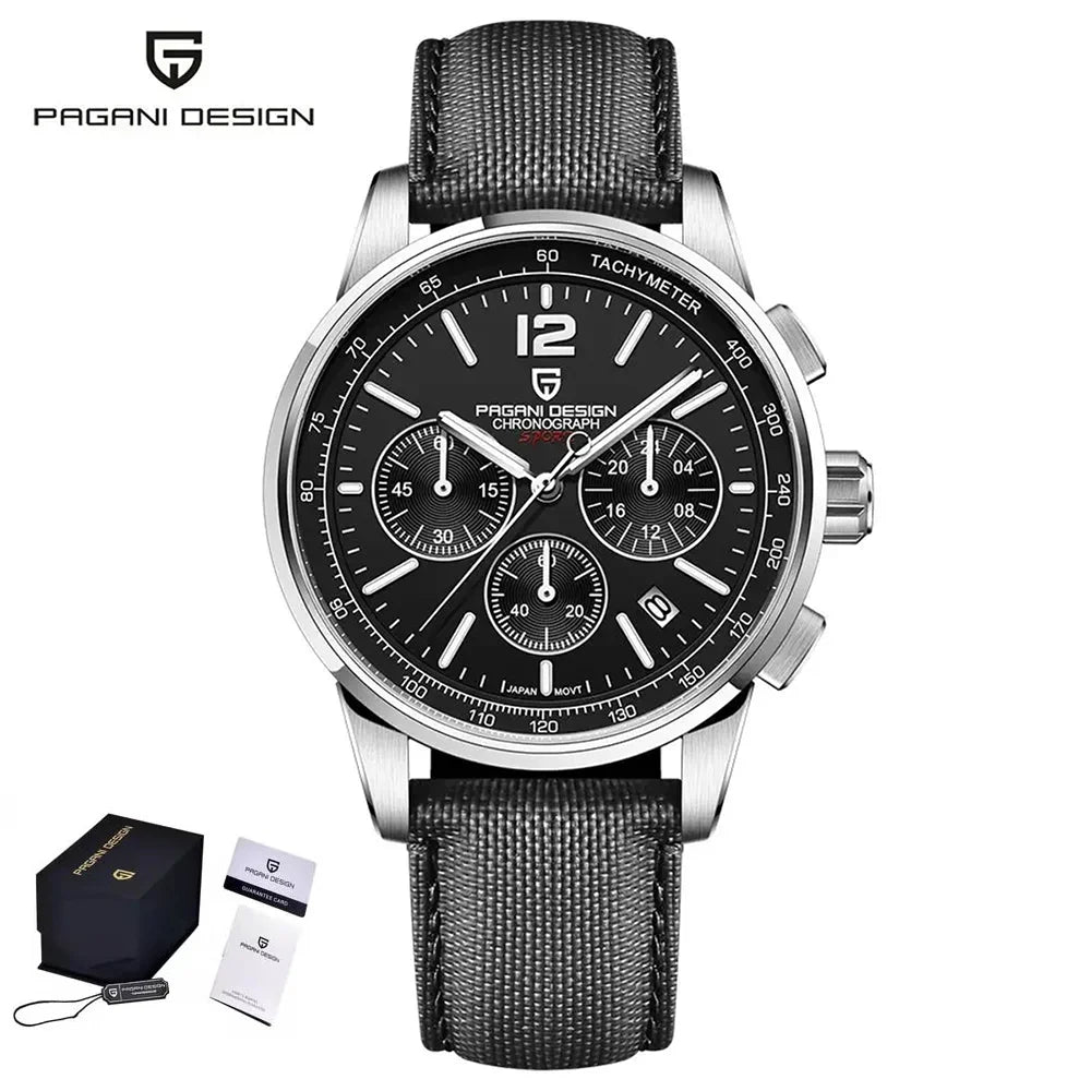 PAGANI DESIGN 2024 New Fashionable Luxury Casual Men's Quartz Watch VK63 100M Waterproof Sapphire Glass Stainless Steel Watch