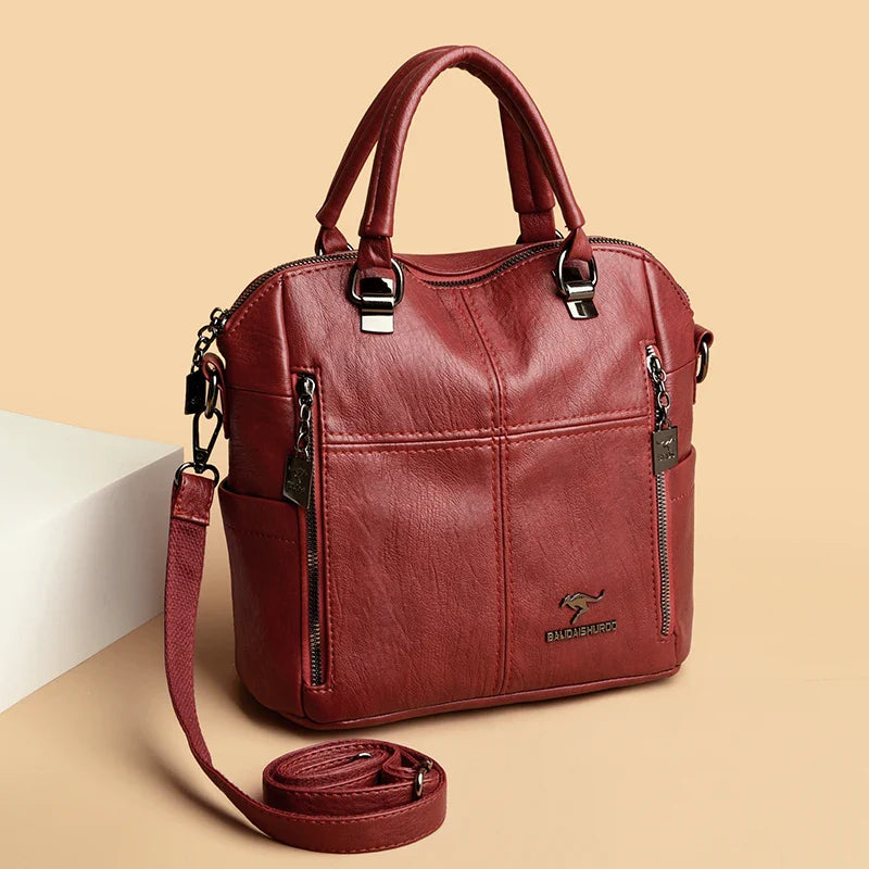 Hot Sale High Quality Leather Backpack Women Shoulder Bags Multifunction Travel Backpack School Bags for Girls Bagpack Mochila