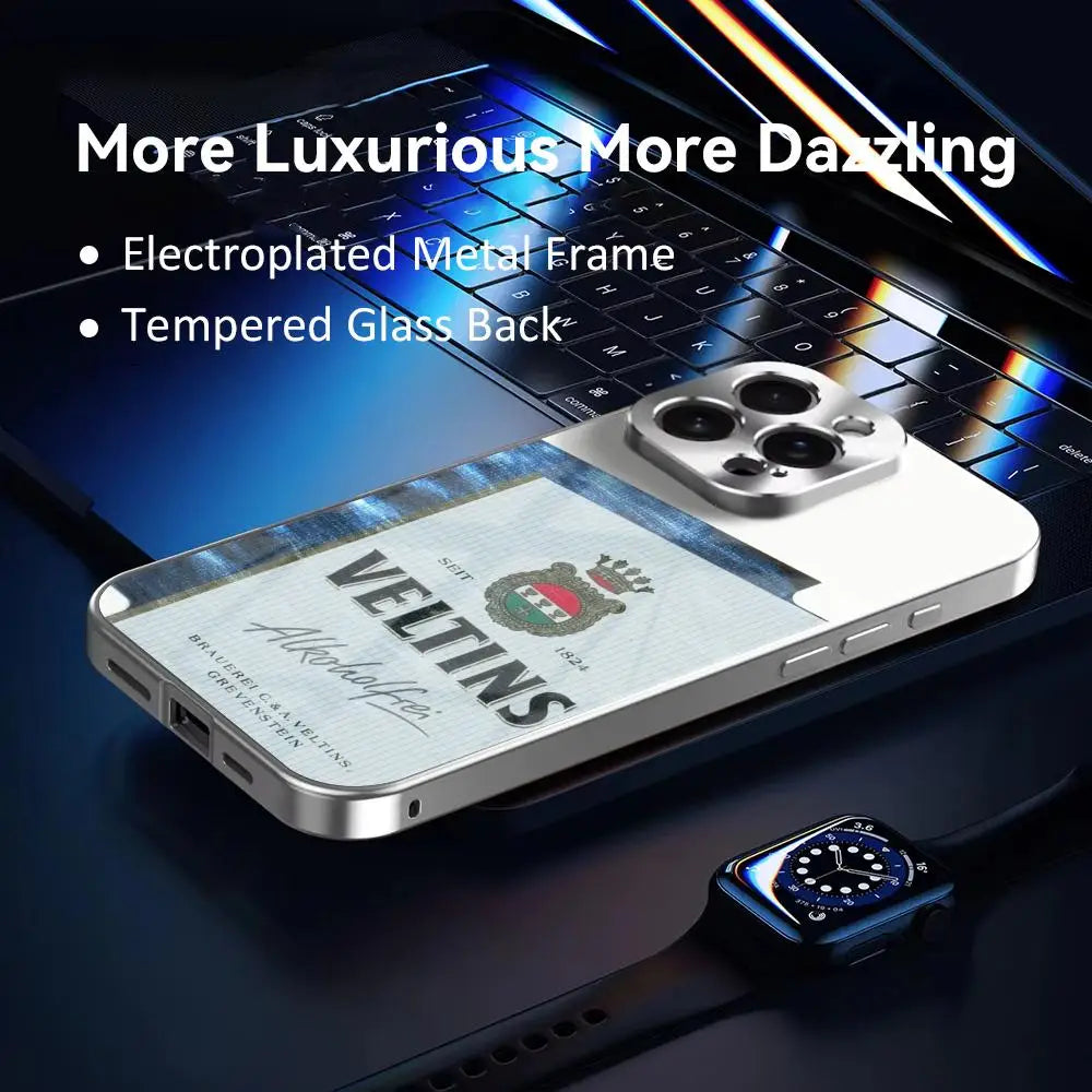 Phone Case For IPhone 17 16 15 14 13 12 Pro Max Plus Electroplated Metal Bumper Shockproof Case