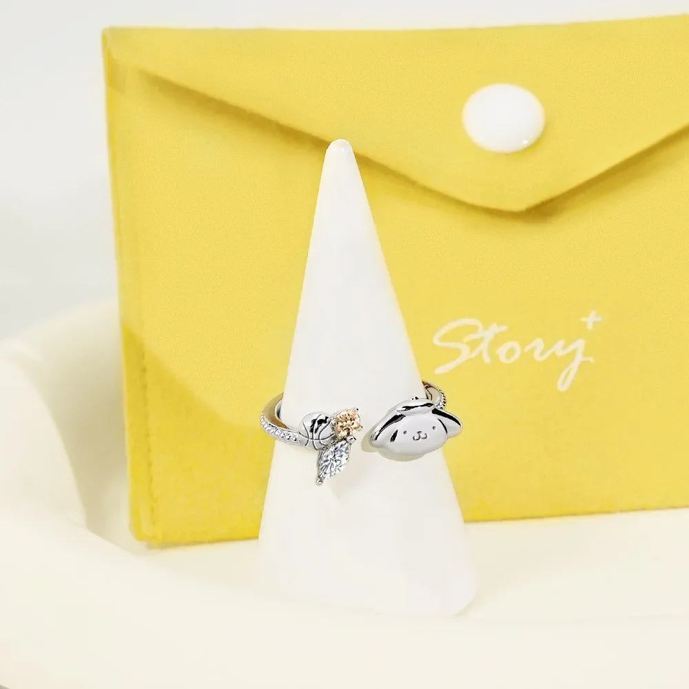 Sanrio Hello Kitty KUROMI College Mix Series-Pompompurin Cartoon Cute Personality Temperament Ring Party Friend's Birthday Gifts