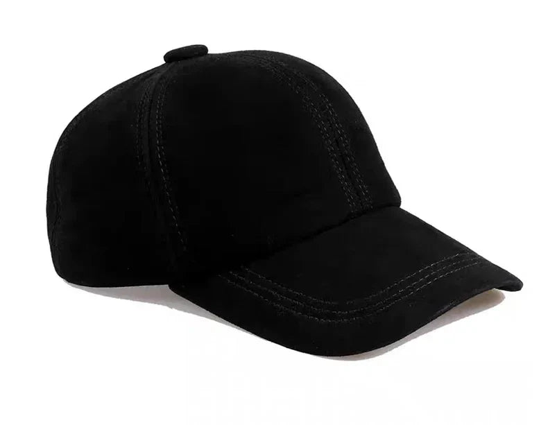 Retro 2025 Men Suede Real Leather Baseball Caps Sheepskin Men Youth Duck Tongue Dad Hats Bombe Adjustable