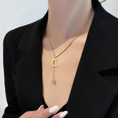 Stainless Steel Pendant Necklace for Women Fashion Gold Color Chain A-Z Alphabet