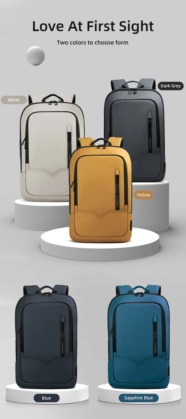 Heroic Knight Thin Male Work Backpack Multifunctional Fashion 15.6 In Laptop Backpack Casual Waterproof Business Travel Daypack