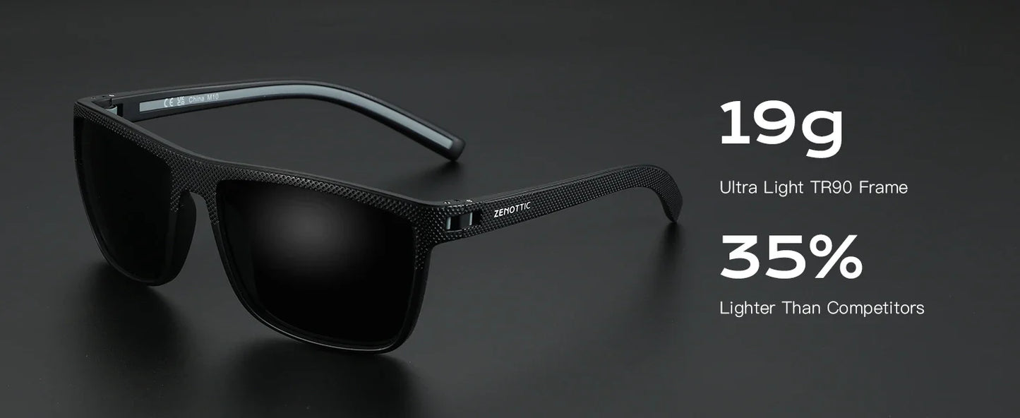 ZENOTTIC Polarized Sunglasses for Men Lightweight TR90 Frame UV400 Protection Square Sun Glasses