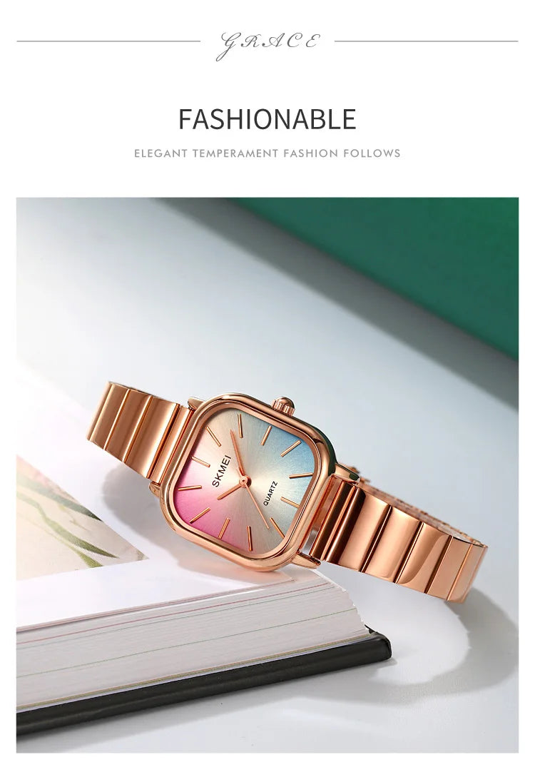 Skmei Women’s Bracelet Quartz Watches Luxury Stainless Steel Strap Waterproof Casual Analog Wristwatch Fashion Female Time