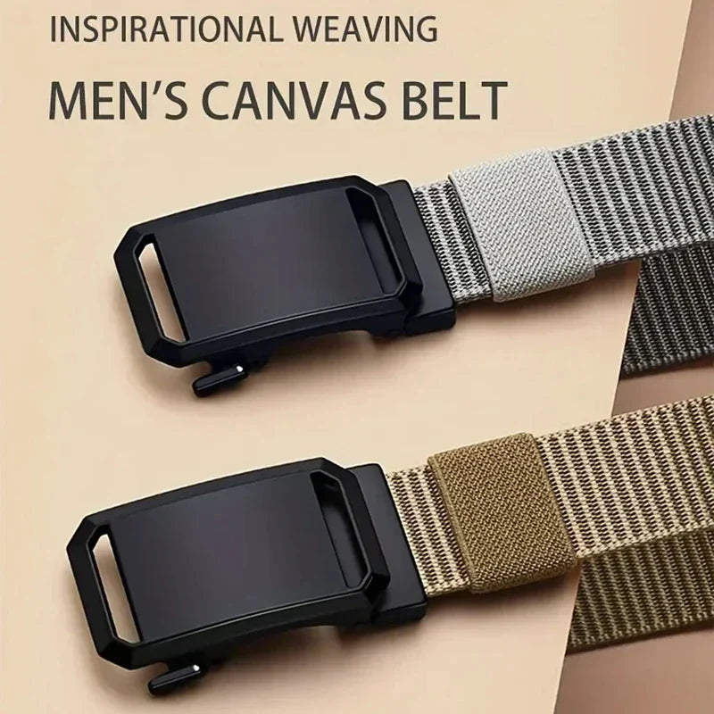 Automatic Buckle Belt Canvas Tactical Workwear Casual Outdoor Military Training Pants Belt Men Fashionable Multifunctional Belt