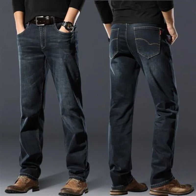 Baggy Straight Jeans for Men Classic Mens Cowboy Pants Regular Trousers Denim