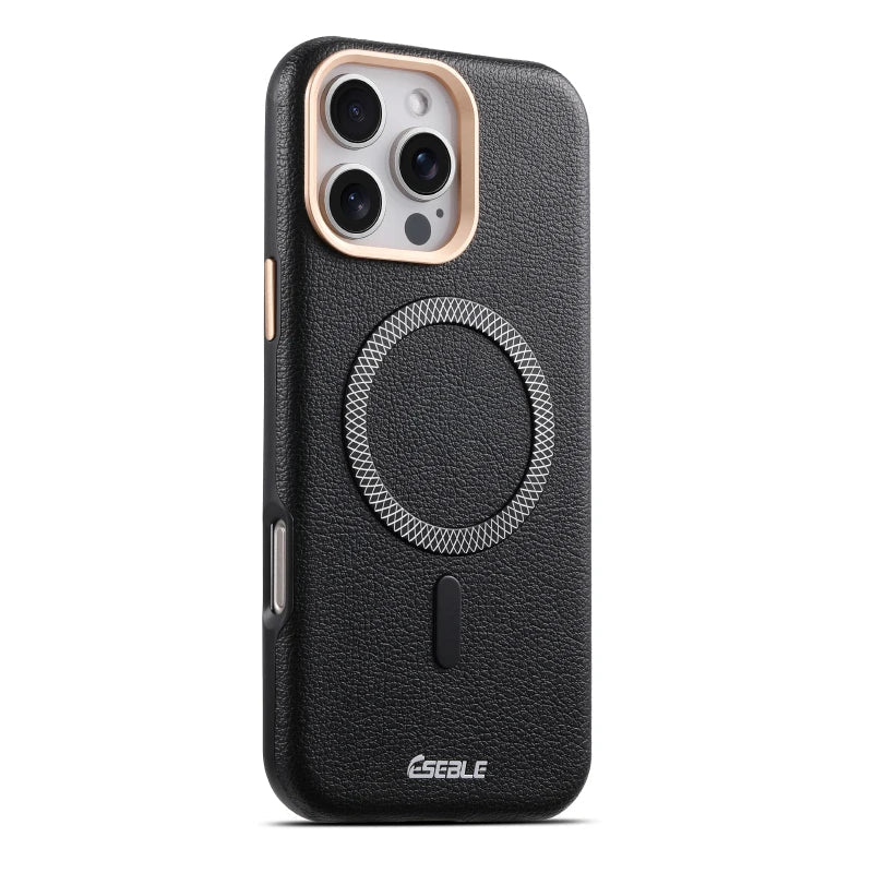 Solid Color Leather For Magsafe Magnetic Shockproof Phone Case For iPhone 17 Pro Max 15 13 14 16 Pro Max Bumper Cover