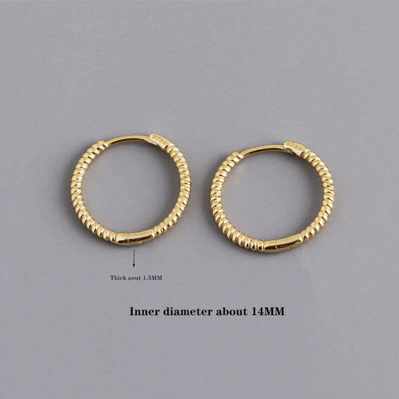 WANTME 925 Sterling Silver Fashion Piercing Charm Twist Huggies Hoop Earrings for Women Rock Gothic Unisex Jewelry Ear Buckles