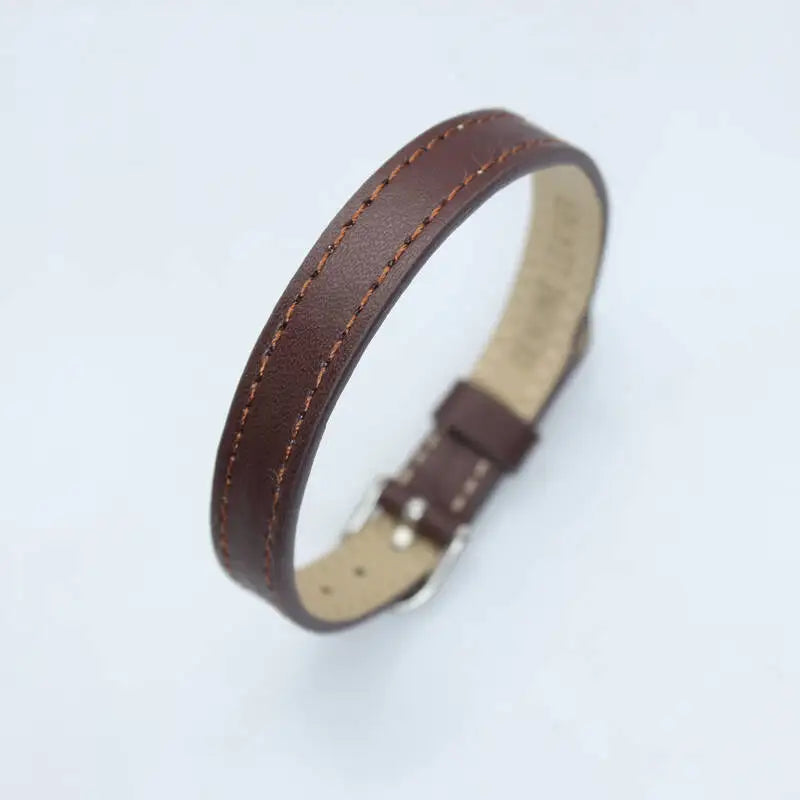20pcs Real Leather Bracelet Band 8/10mm Width 21cm Length Through Slide Charms Letters Alphabet DIY Jewelry For Women Kids Gift