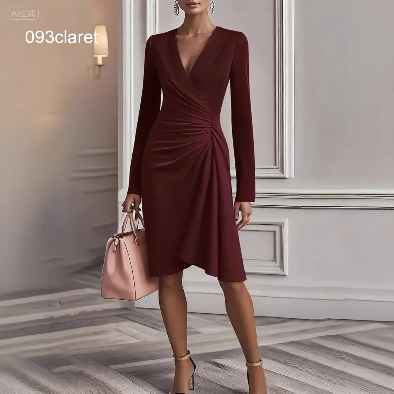 Women's Short-Sleeved Chiffon Evening Dress, Female Party Dress, Monochromatic, Bohemian, Long, Elegant, New, 2022