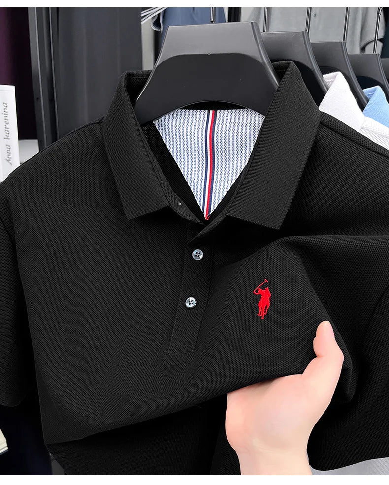 100% pure cotton high-end brand men's short sleeve polo shirt summer fashion original pony embroidery golf Paul  casual T-shirt