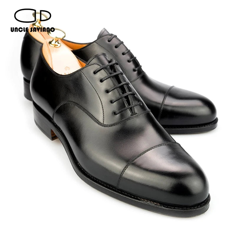 Uncle Saviano Oxford Dress Shoes for Men Business Fashion Handmade Wedding Formal Genuine Leather Designer Men Shoes Original