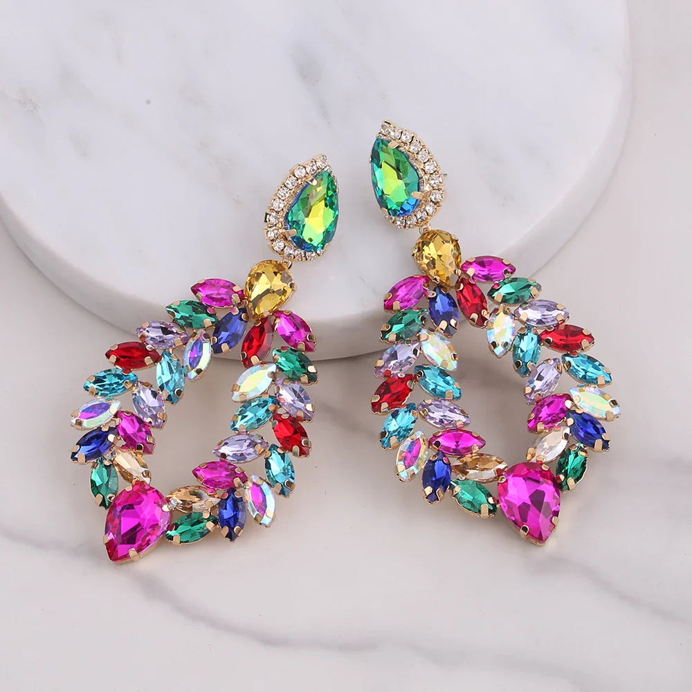 New Crystal Dangle Earrings For Women Rhinestone Earrings Weddings Ladies Party Fashion Jewelry Accessories Wholesale Gifts