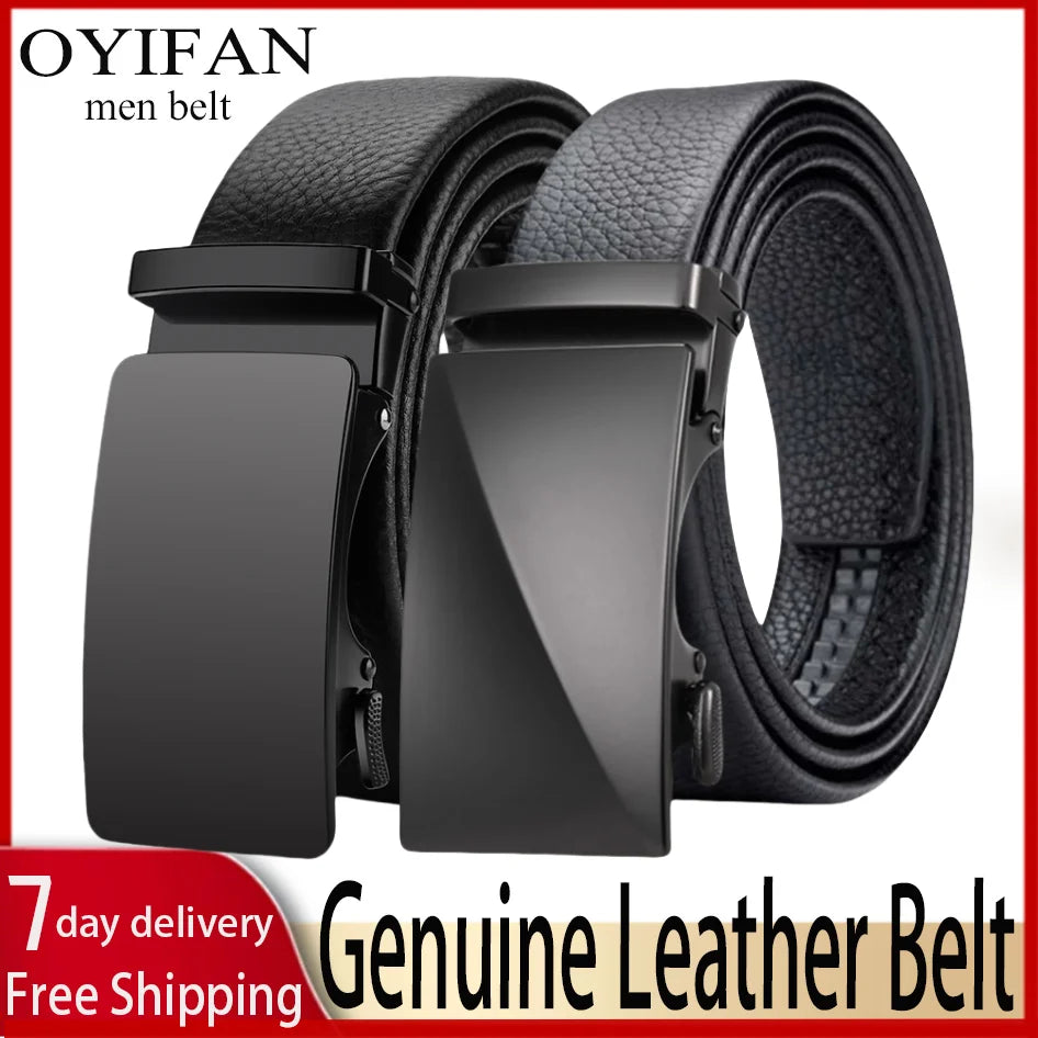 Genuine Cow Leather Automatic Belt For Men Formal Automatic Buckle Belt Genuine Leather Mens business Strap