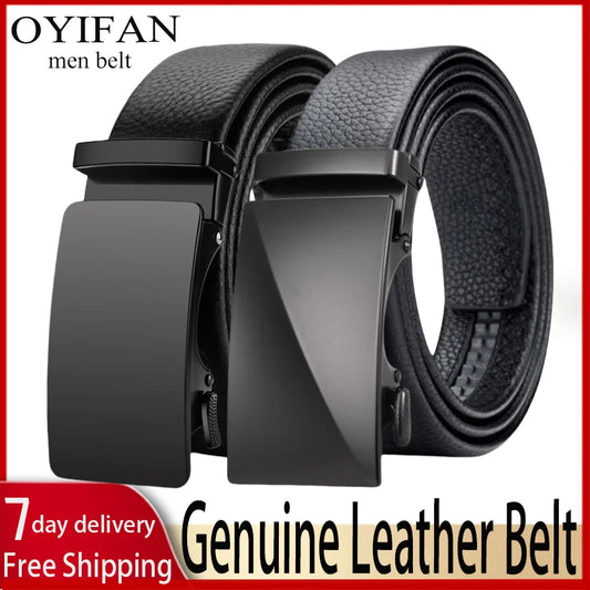 Genuine Cow Leather Automatic Belt For Men Formal Automatic Buckle Belt Genuine Leather Mens business Strap