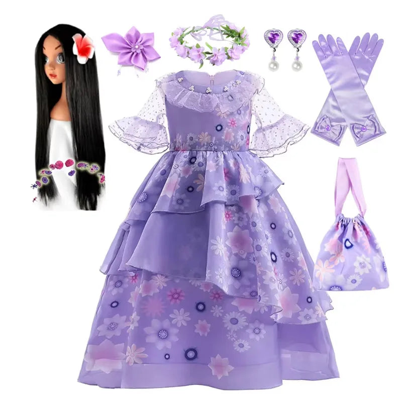 Princess Purple Fancy Ruffles Birthday Party Dress Up Gown For Girls Halloween
