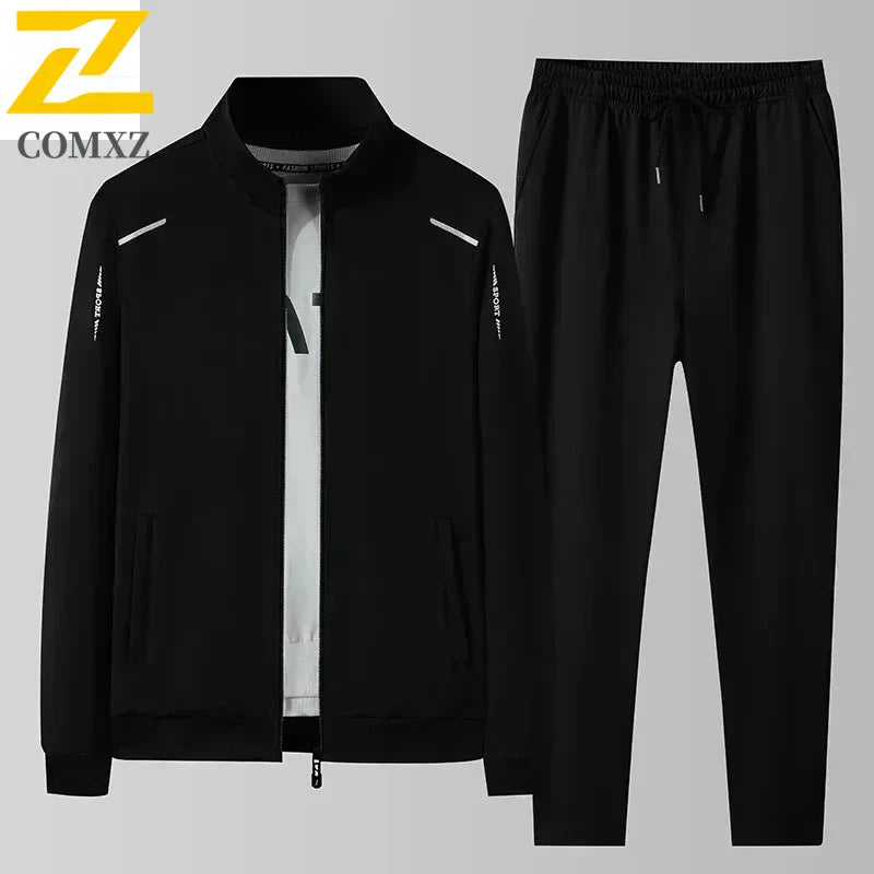 2025 Spring Autumn Sweatshirt SweatPants Trousers For Men Set Two Piece Black Tracksuit Hip Hop Streetwear Running Sport Clothes