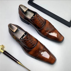 Italian Patent Leather Mens Formal Shoes Luxury Brand Handmade