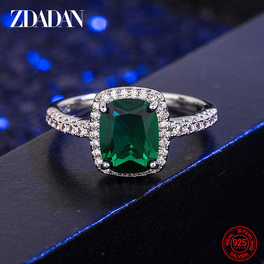 925 Sterling Silver Vintage Emerald Rings For Women Wedding Engagement