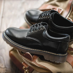 Maden Leather Platform Shoes for Men Black Outsdoor Italian Formal Boots