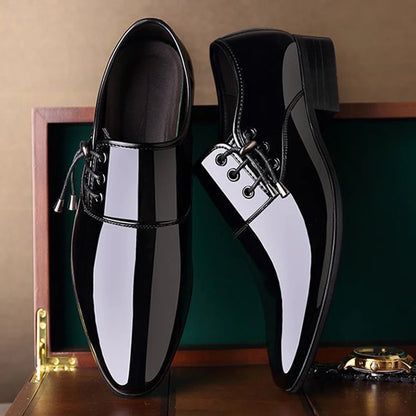 Men Pointed Toe Leather Shoes Men's Business Formal Shoes Men's Bright Casual Shoes Men Wedding Shoes Plus Size 38-48 Oxfords