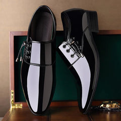Men Pointed Toe Leather Shoes Men's Business Formal Shoes Men's Bright Casual Shoes