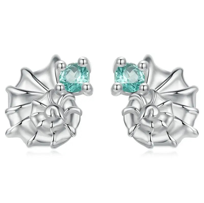 WOSTU 925 Sterling Silver Animals Cute Paws Rainbow Stud Earrings For Women Heart Oval Flower Zircon Crab Ear Studs Jewelry Gift