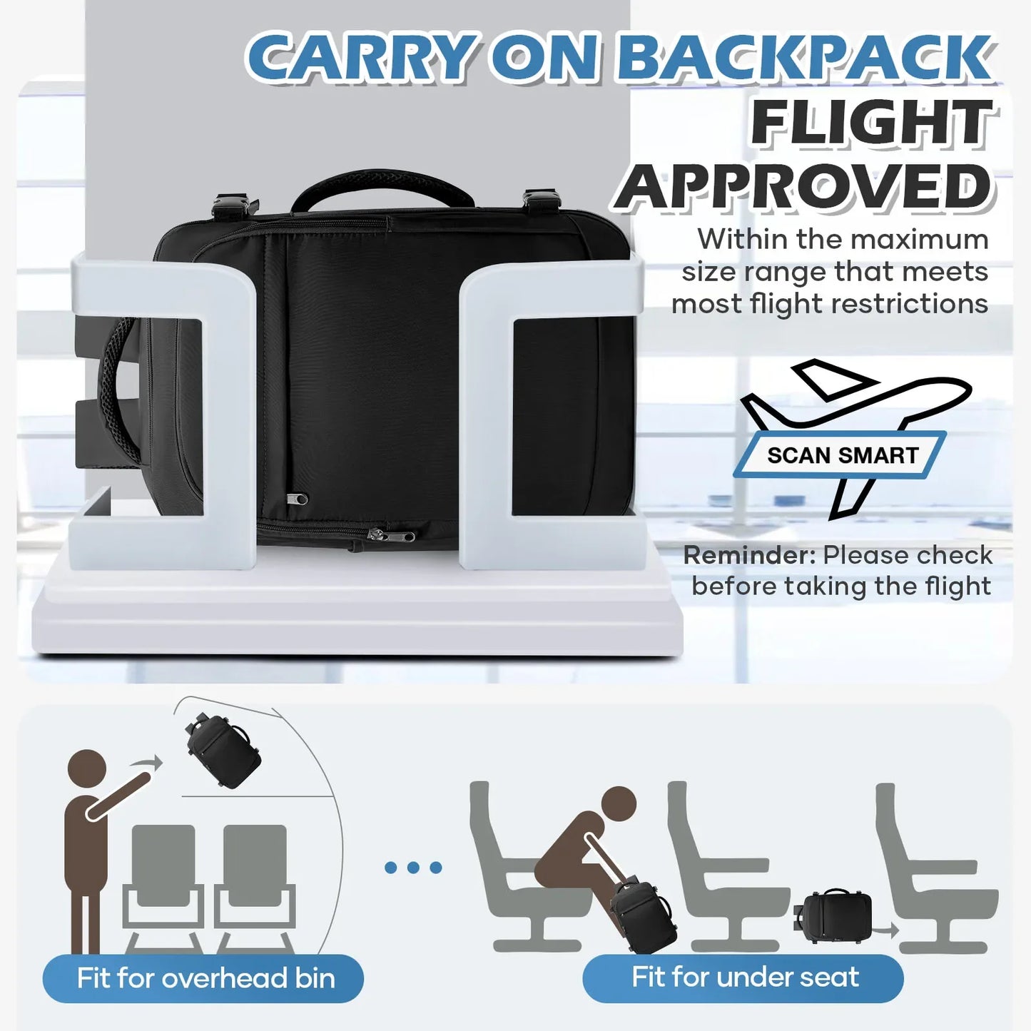 Men 15.6 inch Laptop Bag Cabin Airplane Travel Backpack 40x20x25, Able Carry Hand Luggage Backpack Ryanair, College Backpack