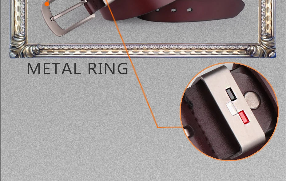 Men's Genuine Leather Alloy Pin Square Buckle Belts High Quality Vintage Style Male Waist Straps Classic Men Jeans Waistband
