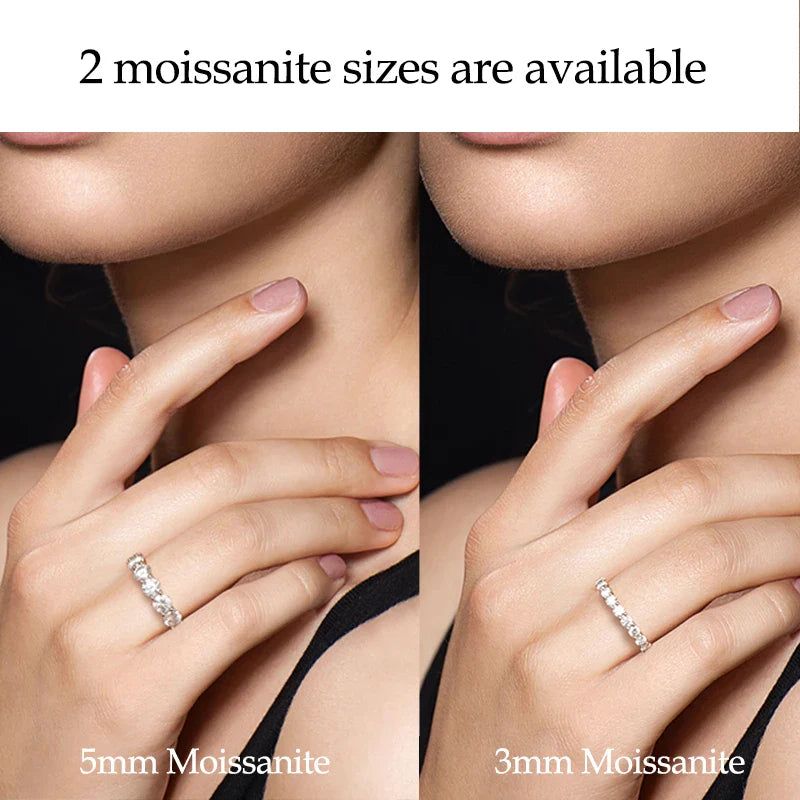 5mm 3mm Moissanite Full Eternity Ring for Women Men Real Silver 925 Sterling Wedding Engagement Band Fine Jewelry & Certificate