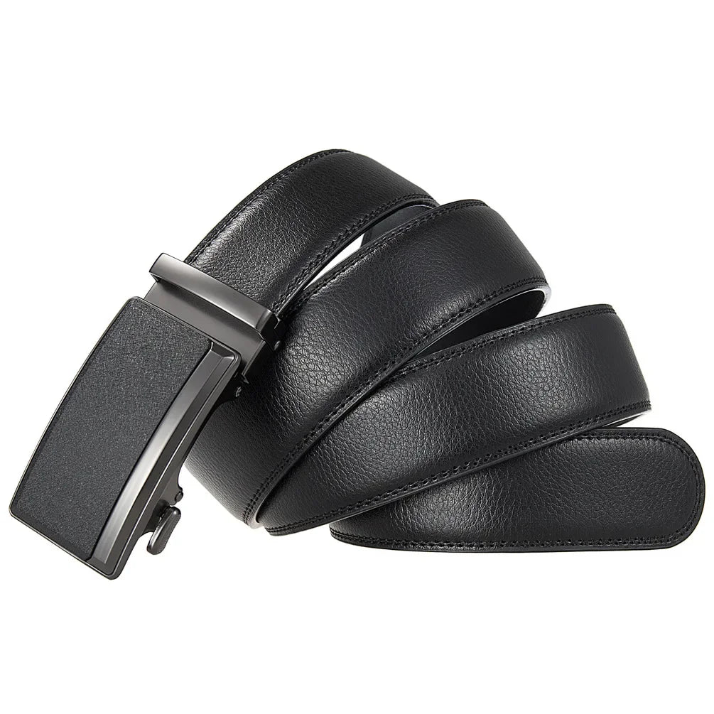 Fashion Automatic Buckle Cowskin Male Belt Men's Leather Belts Luxury Designer Black Brown 3.5cm Plus Size 130 140 150 160 170cm