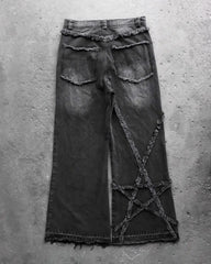 High Street retro stars furred jeans Men y2k Goth Harajuku fashion high-waisted