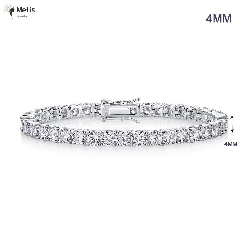 Dainty Full Moissanite Tennis Bracelet 18k Gold Plated 925 Sterling Silver D Color Lab Created Diamond Bracelet for Women Men