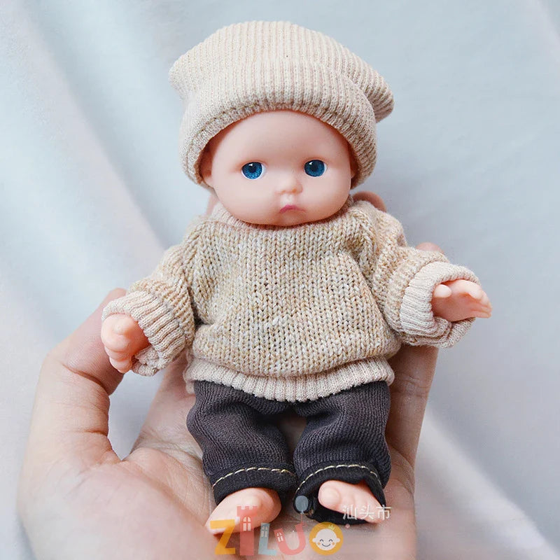 12cm Reborn Dolls Mini Palm Dolls Simulation Baby Dress Up Doll Reborn Doll Girls Boys Boneca Toys for Kids Munecas Reborn 1/12