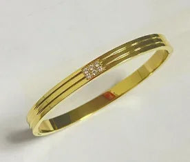 Stainless Steel Inlaid Zircon Bangle Round Bracelets