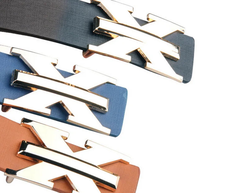 Men's and Women's Casual Fashion Belt  Korean Version Gold Buckle Belt Trendy I-shaped Buckle Belt
